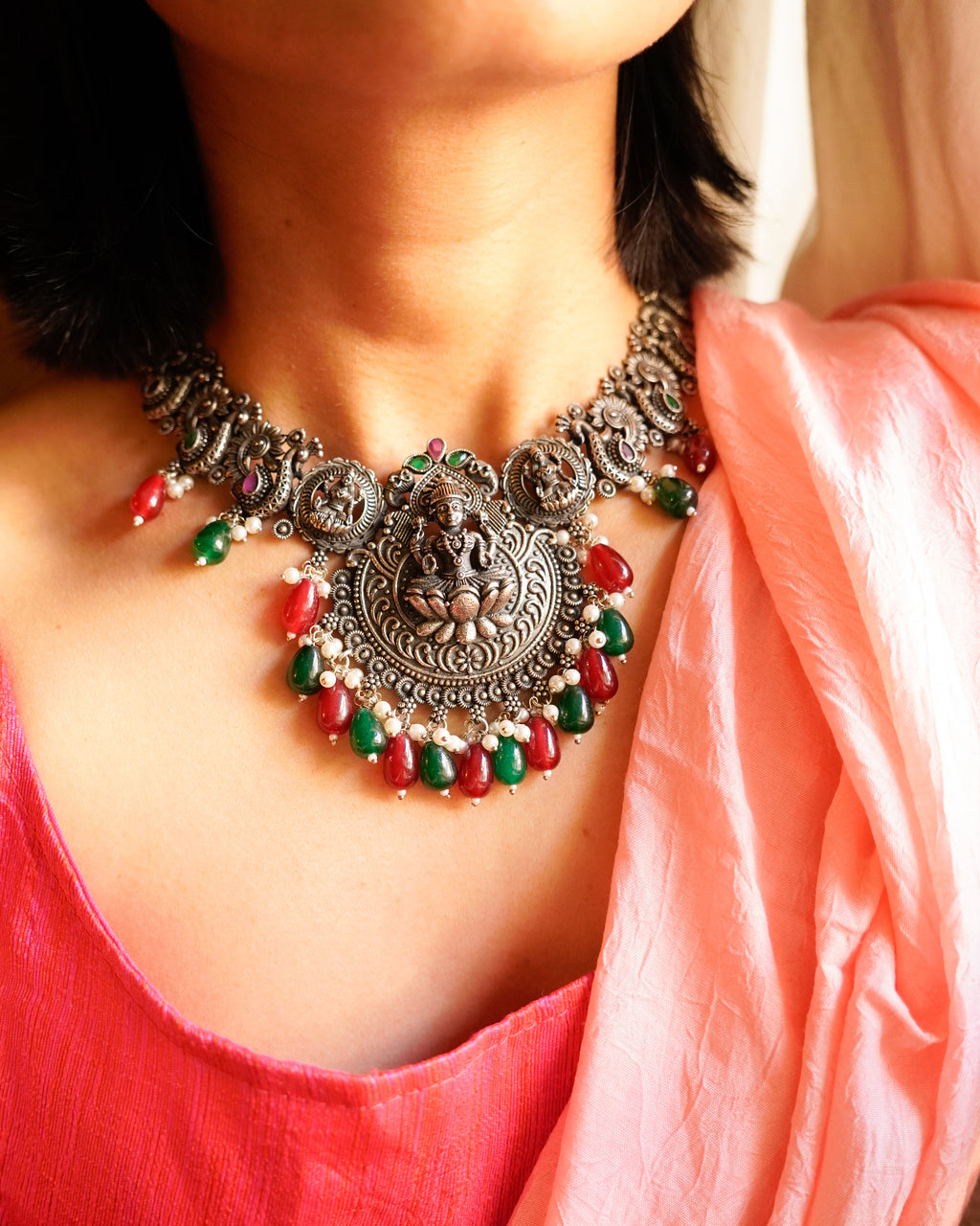 Anassa- Divine Laxmi's Pearl Temple Necklace Set