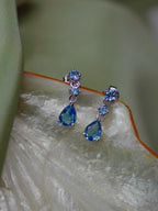ARTEMIS-Ocean Blue Topaz Earrings In 925 Silver