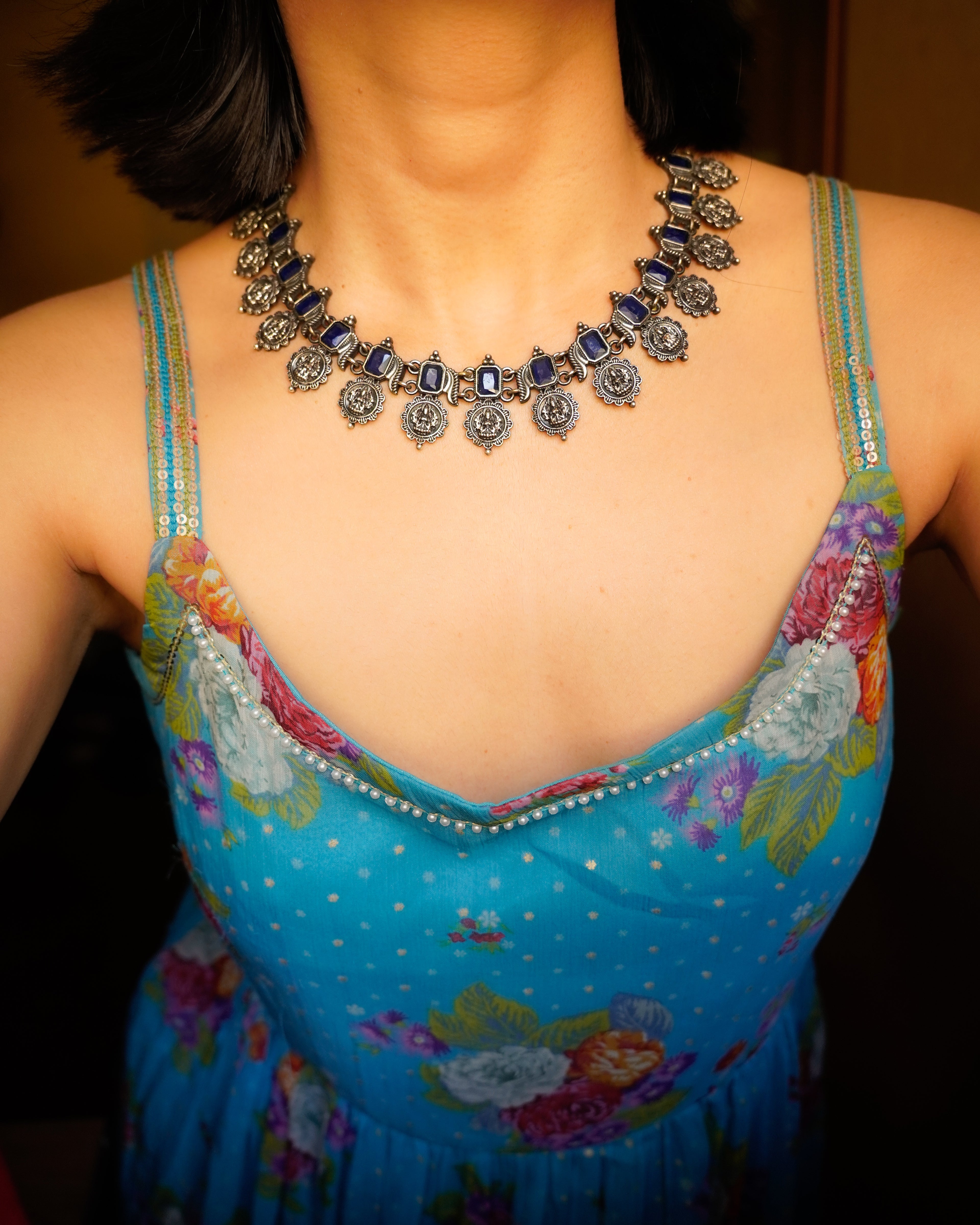 Anassa-Devi Coin Flower Necklace Set