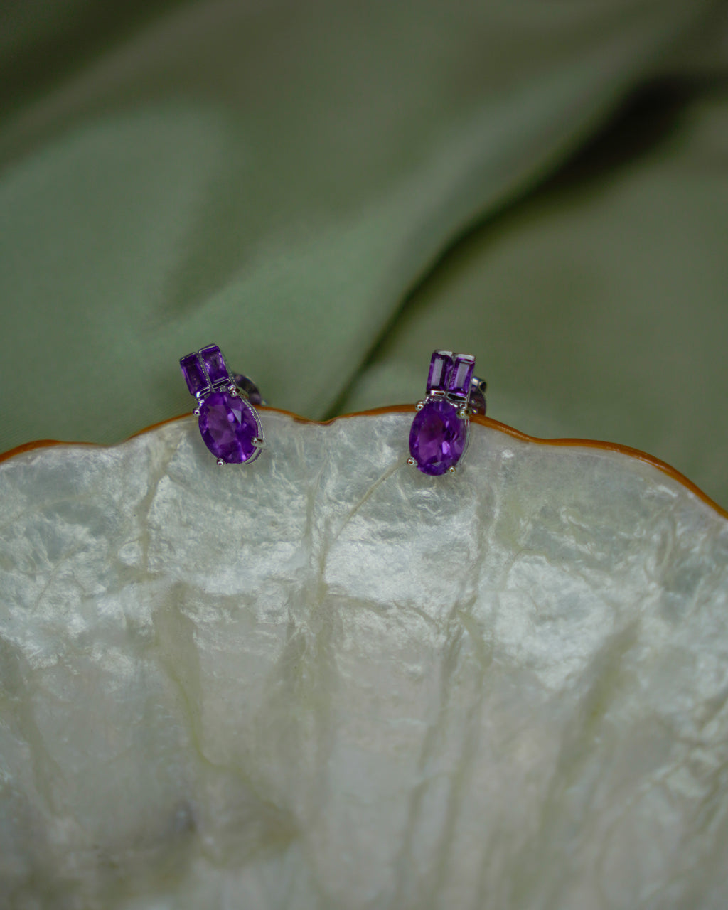 ARTEMIS- Purple Amethyst Earrings In 925 Silver