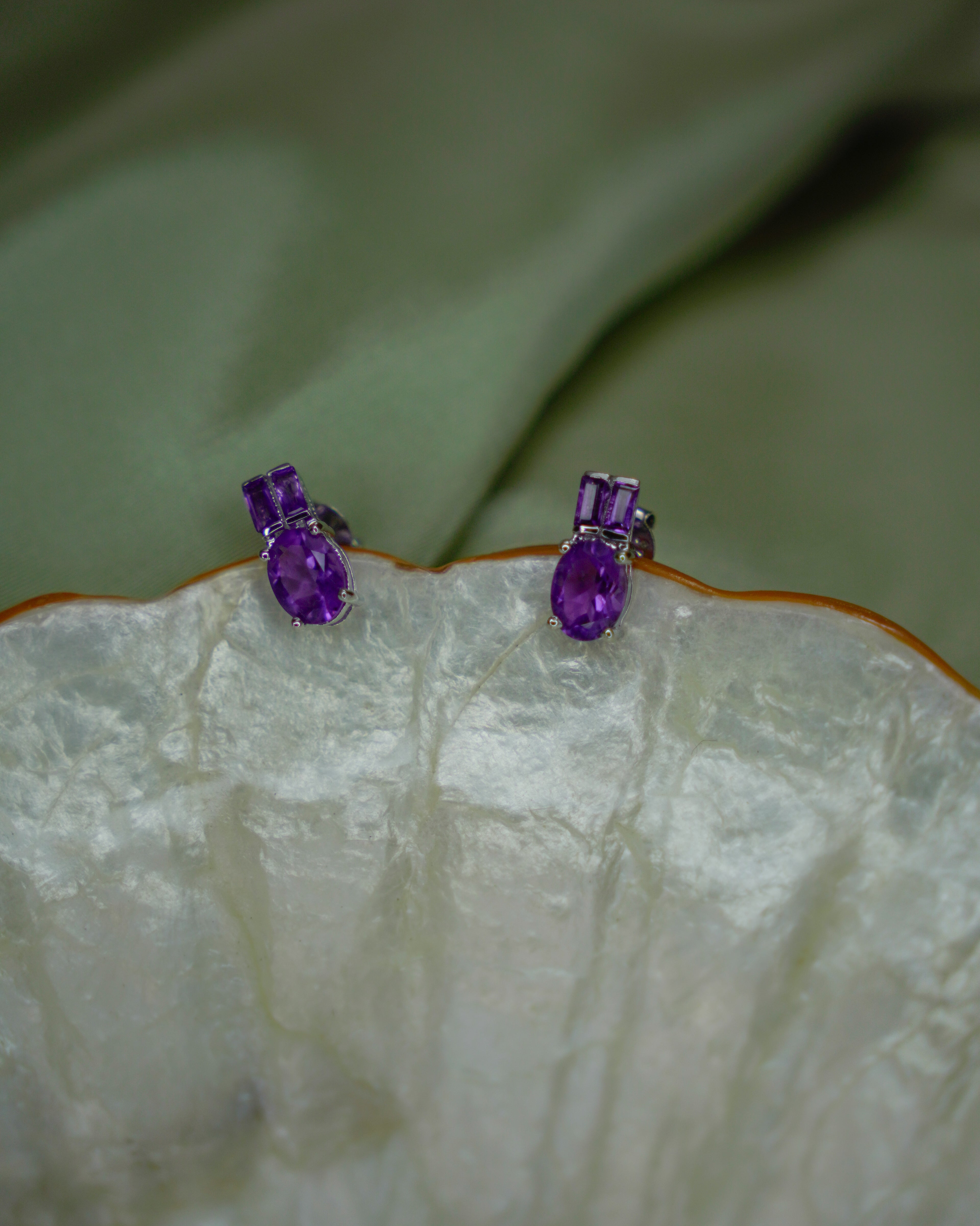 ARTEMIS- Purple Amethyst Earrings In 925 Silver