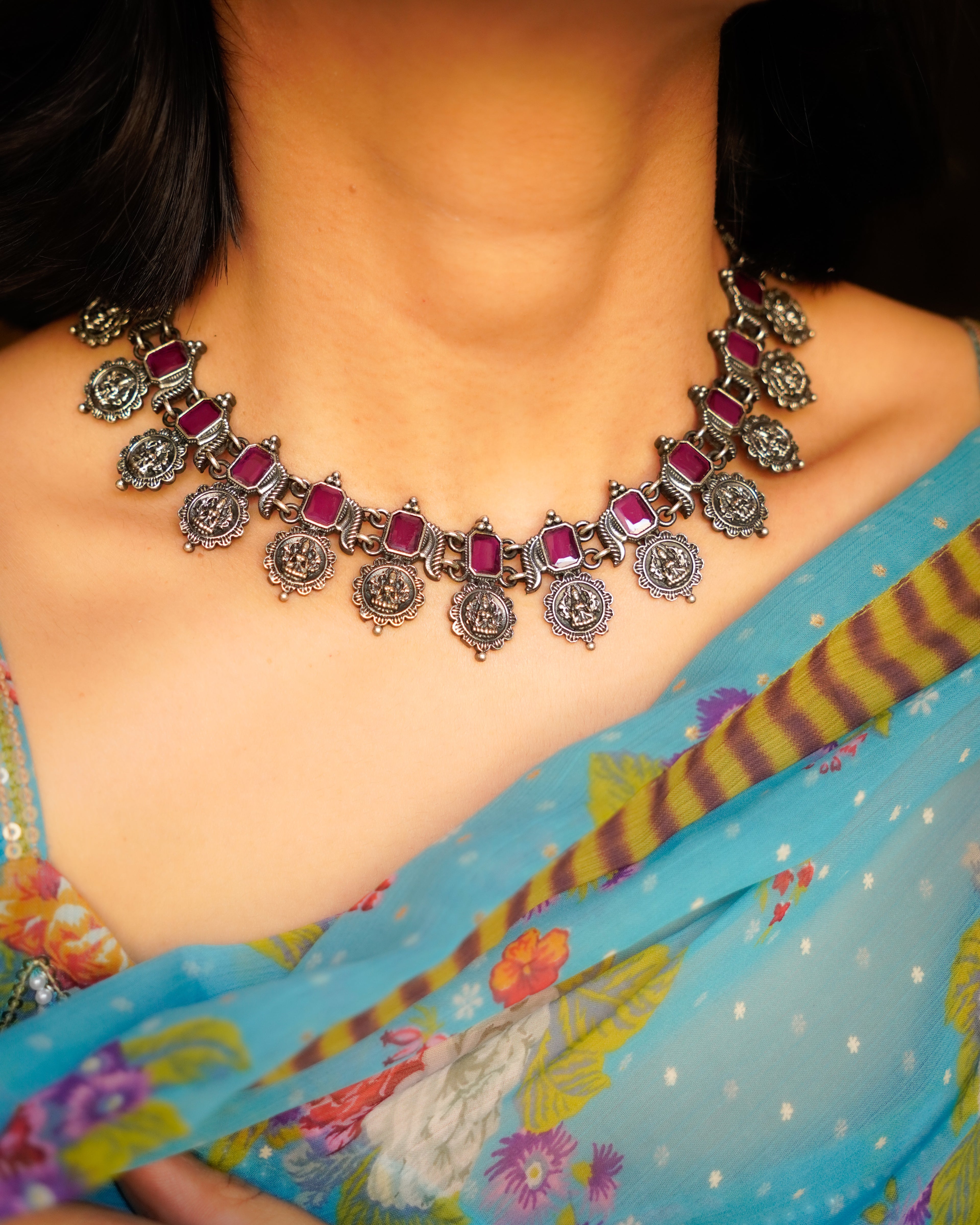 Anassa-Devi Coin Flower Necklace Set