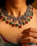 Anassa- Multi stone Peacock floral Necklace Set