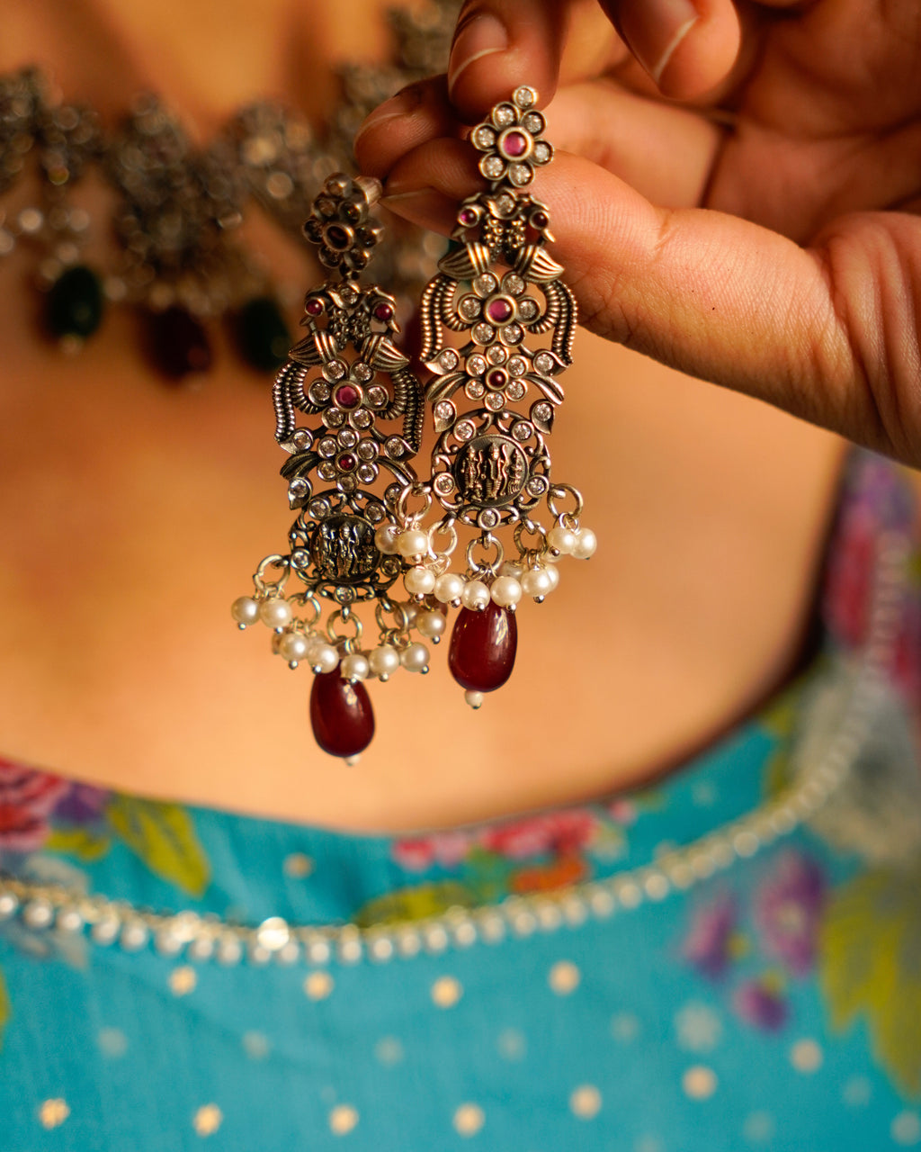 Anassa- Multi stone Peacock floral Necklace Set