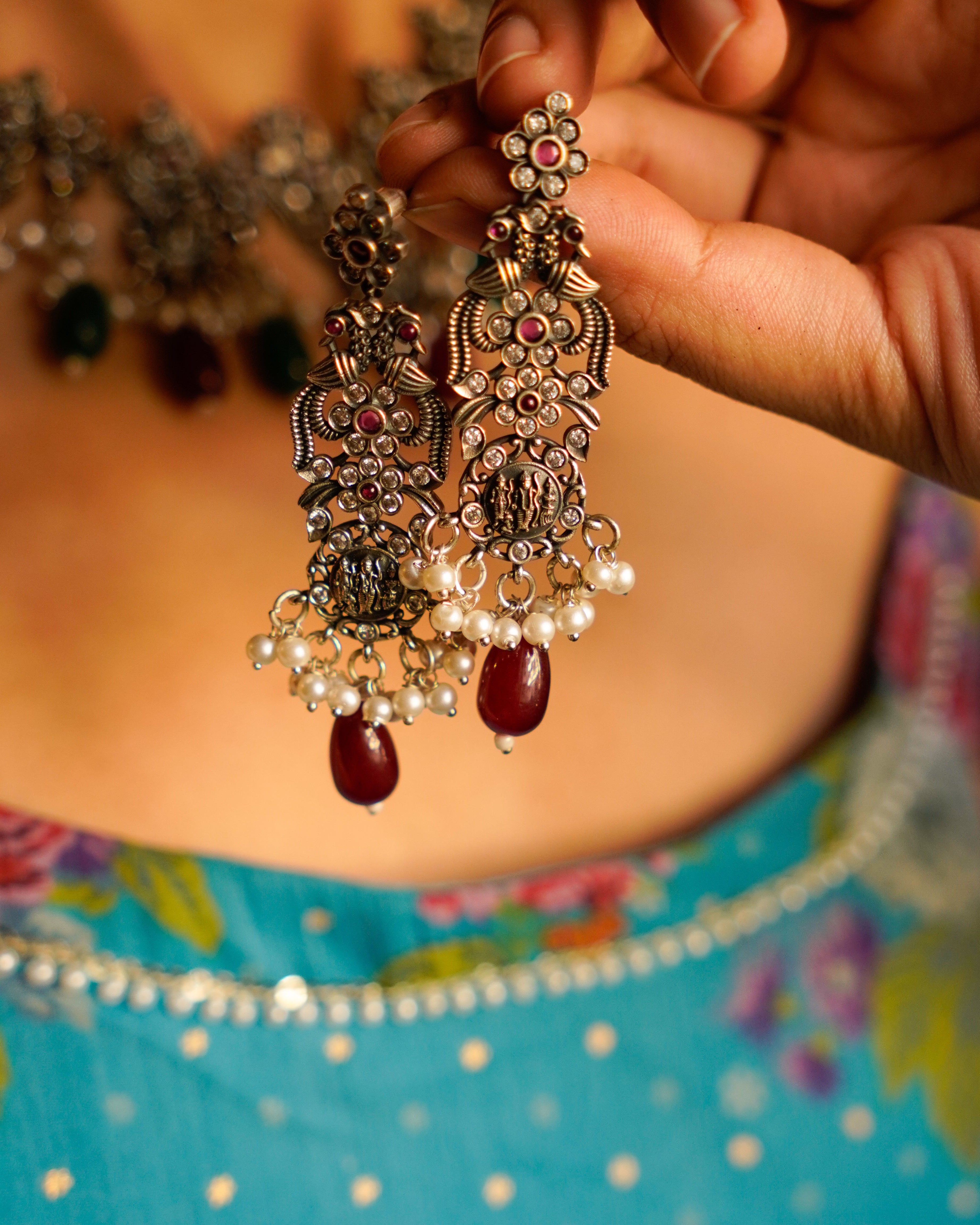 Anassa- Multi stone Peacock floral Necklace Set