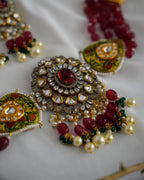 ZIKHIN- Radiant Elegance Kundan Choker Set with Stunning Red Quartz