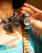 Anassa-Pink Colour Folk Art Necklace Set