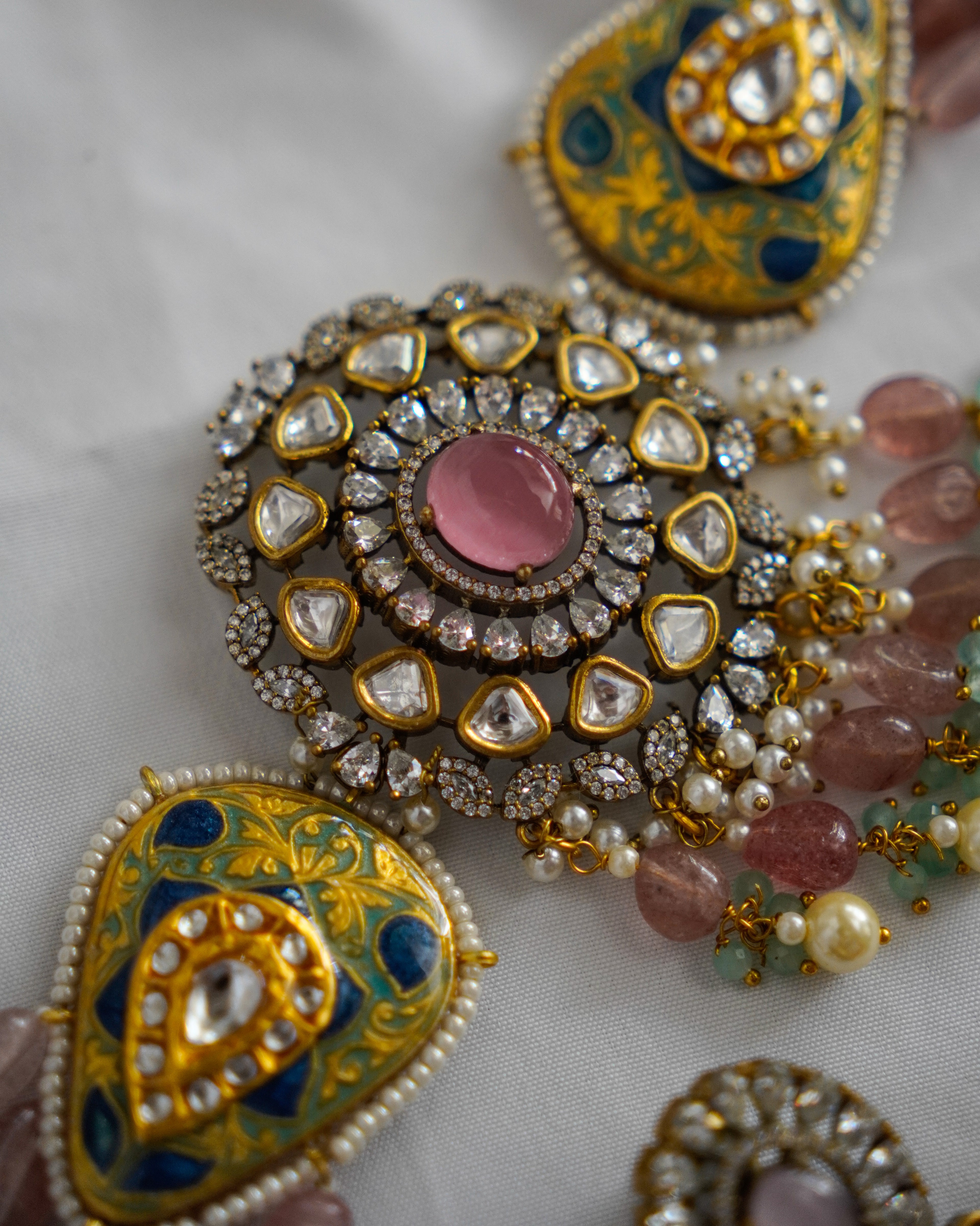 ZIKHIN - Regal Charm Kundan Choker Set with Enchanting Amethyst