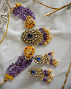ZIKHIN - Regal Charm Kundan Choker Set with Enchanting Amethyst