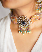 ZIKHIN- Radiant Elegance Kundan Choker Set with Stunning Red Quartz