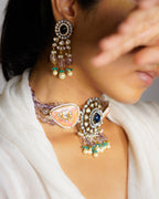 ZIKHIN- Radiant Elegance Kundan Choker Set with Stunning Red Quartz