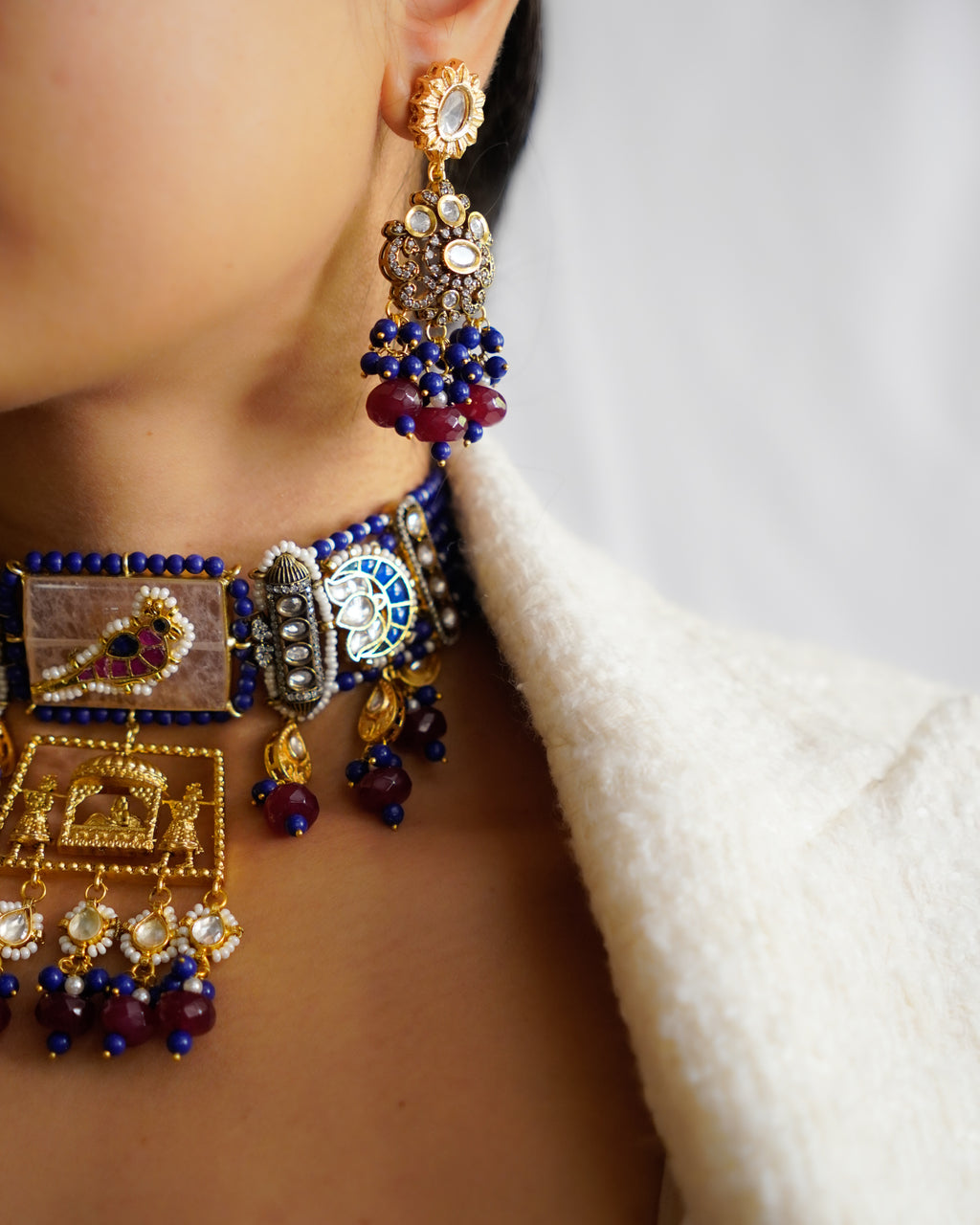 ZIKHIN- Beautiful Palki Stonework Kundan Choker Set