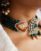 ZIKHIN- Radiant Elegance Kundan Choker Set with Stunning Red Quartz
