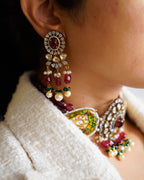ZIKHIN- Radiant Elegance Kundan Choker Set with Stunning Red Quartz