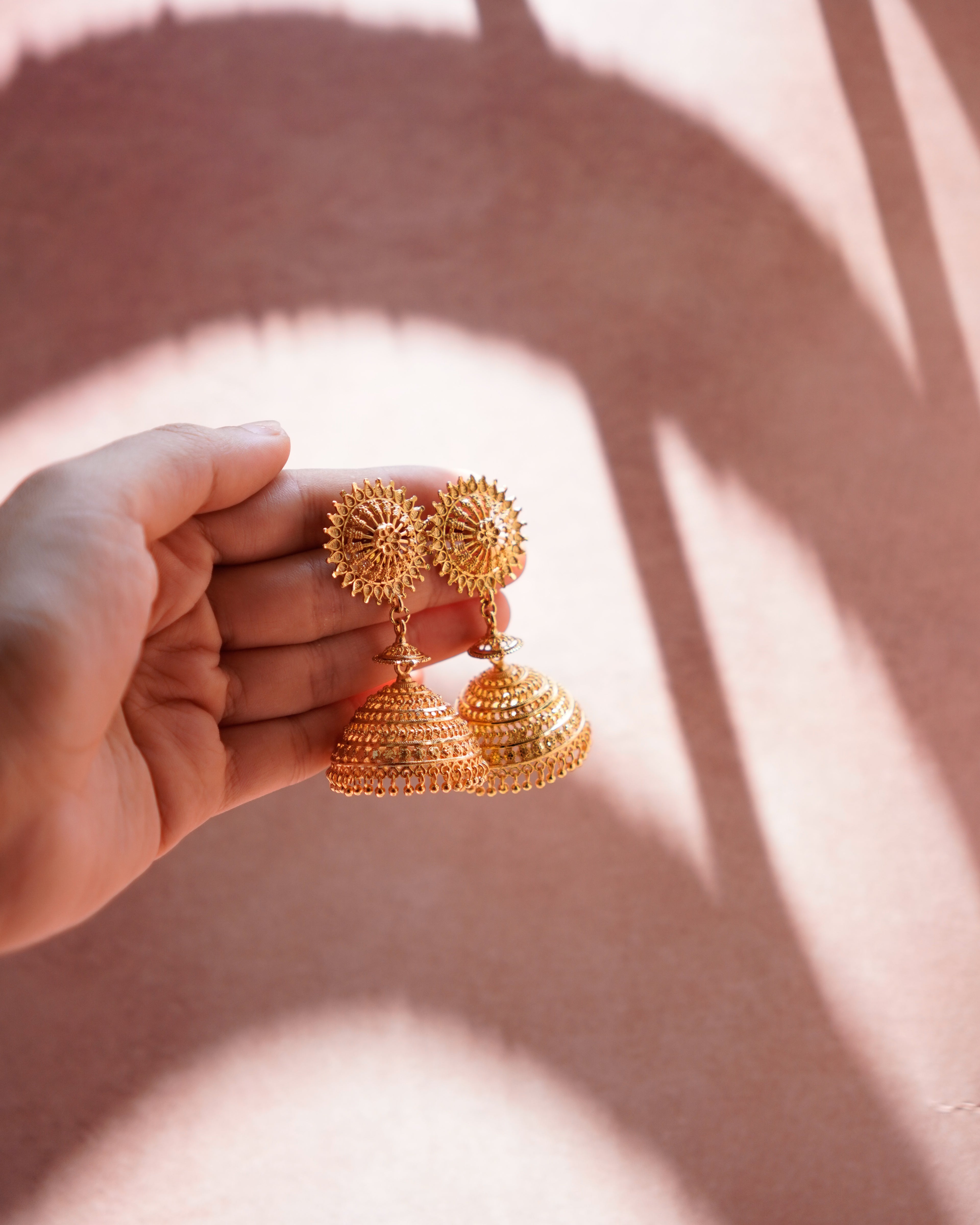 ORO-Dazzling Gold Jhumka Earrings