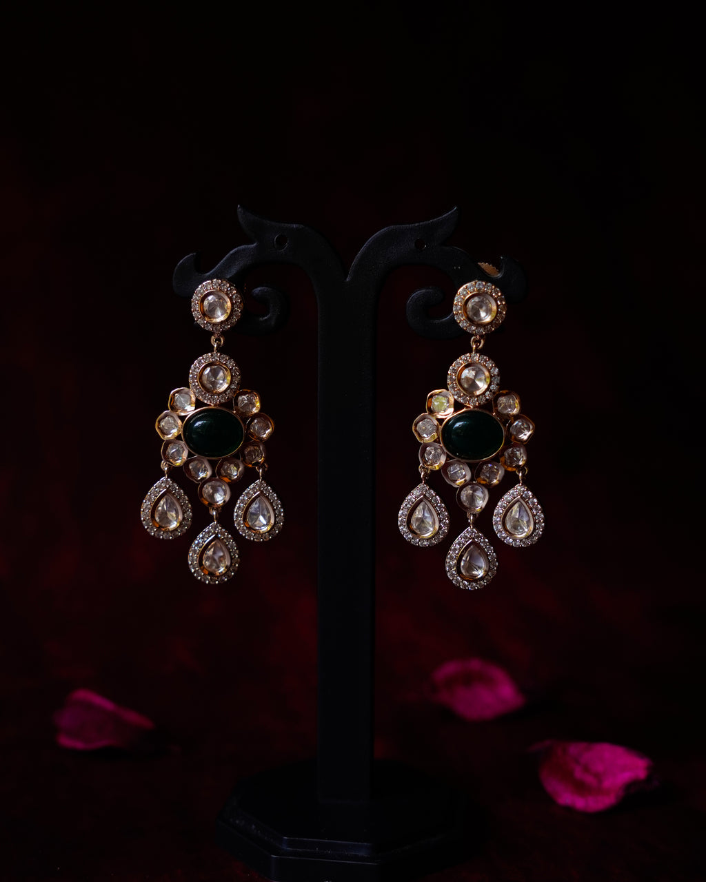 ROOP-Green Gemstone Timeless Drop Earrings