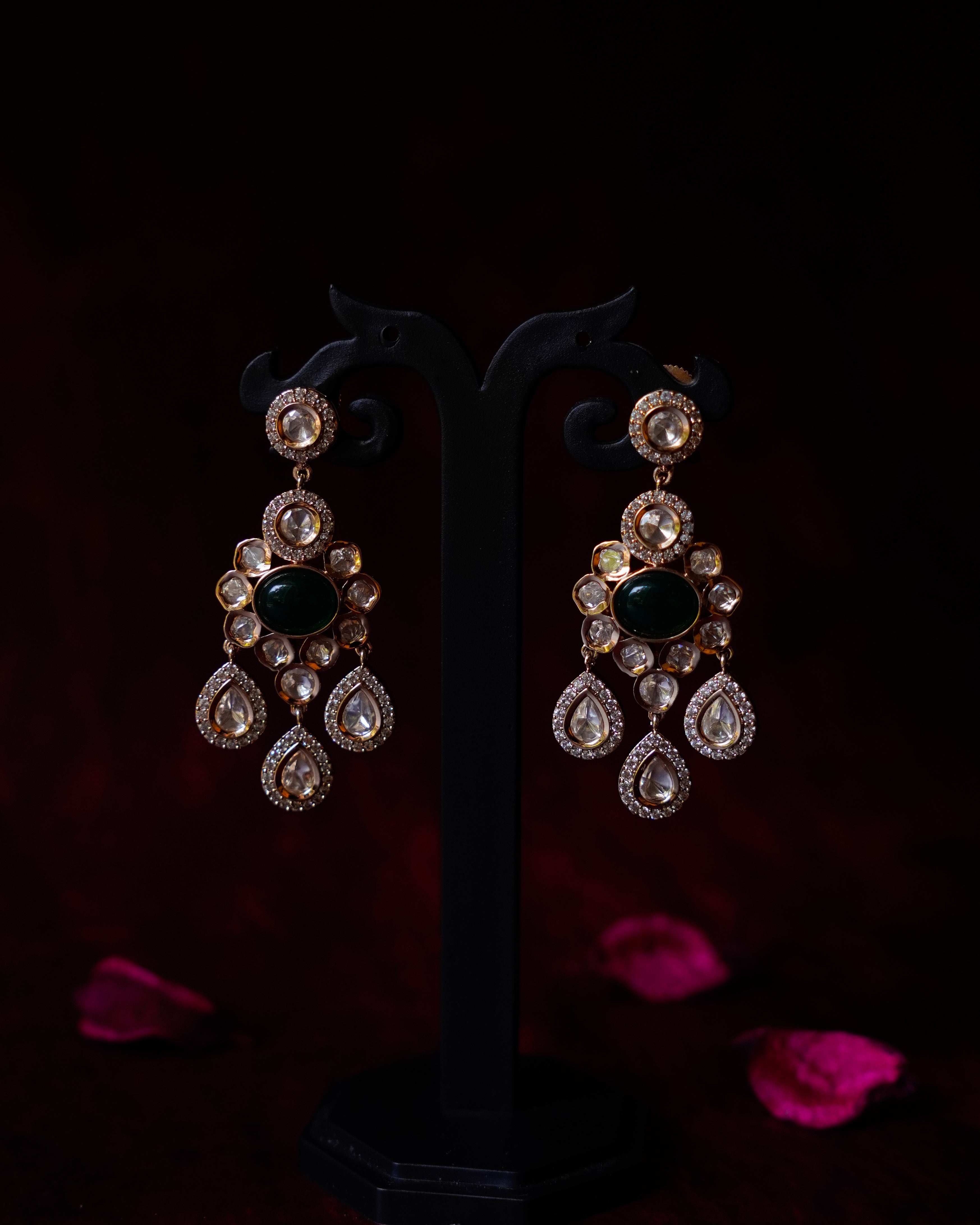 ROOP-Green Gemstone Timeless Drop Earrings