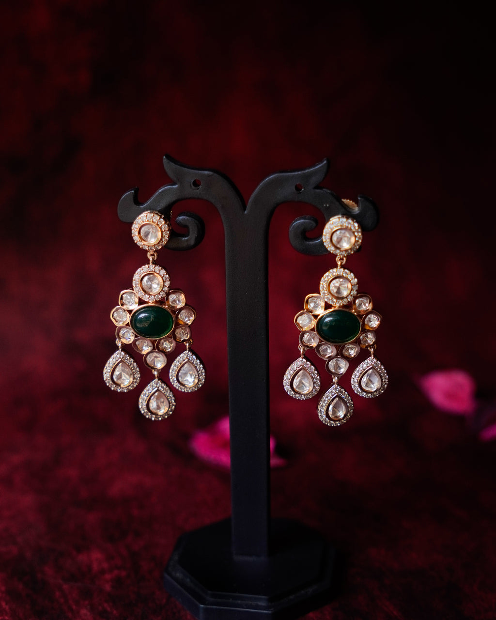 ROOP-Green Gemstone Timeless Drop Earrings