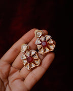 ROOP- Red Gemstone Elegant Earrings
