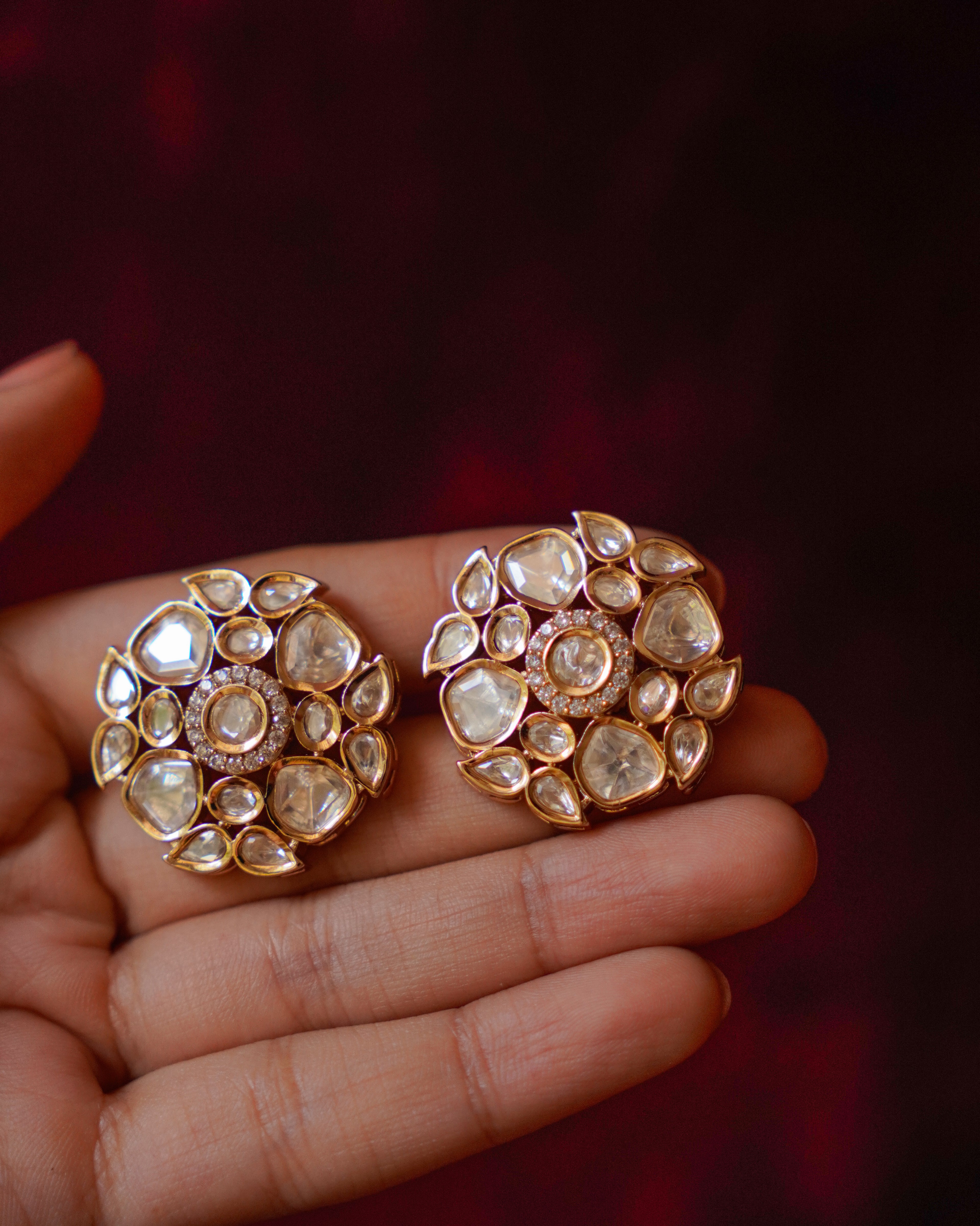 ROOP- Floral Gemstone Studs Earrings