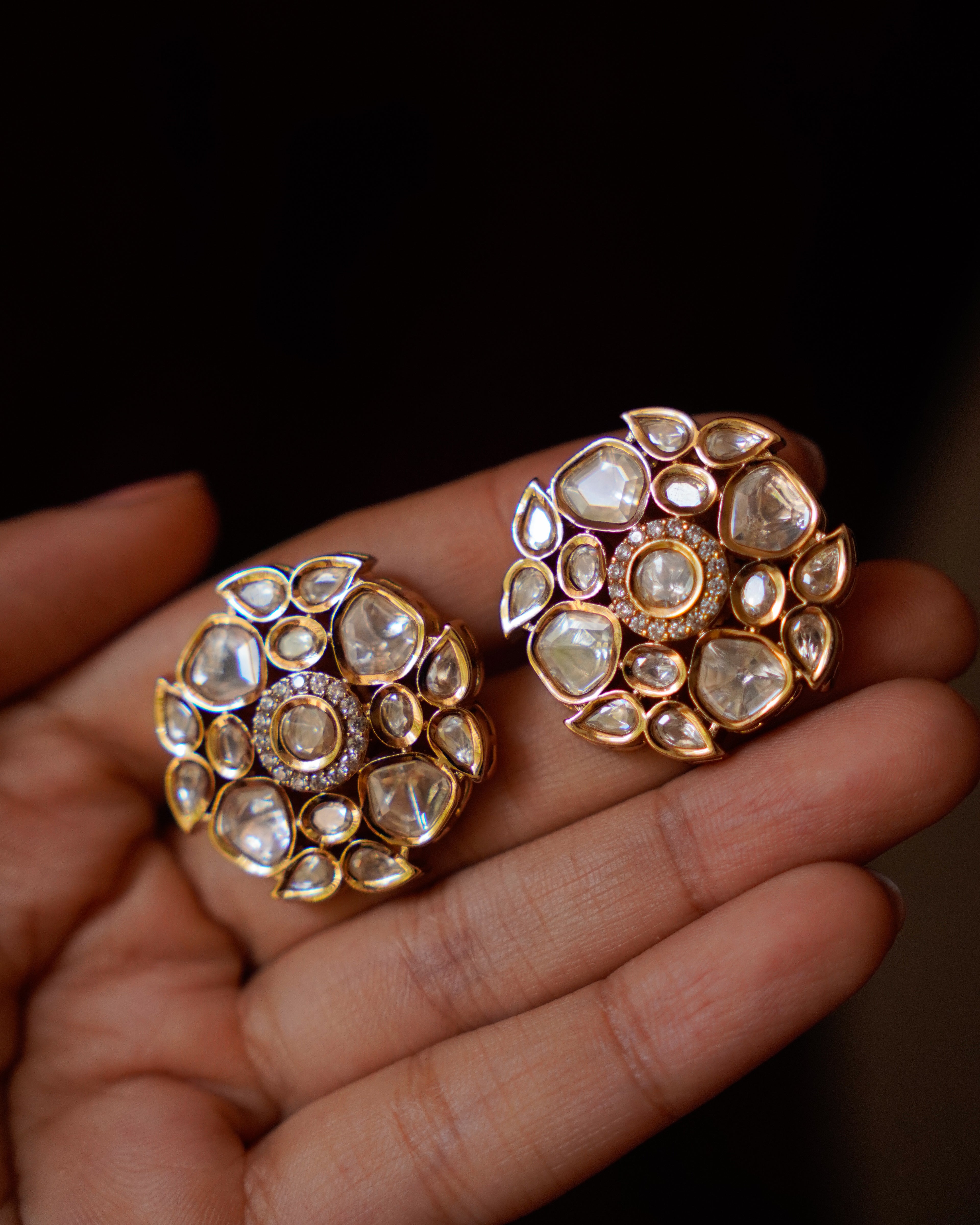 ROOP- Floral Gemstone Studs Earrings