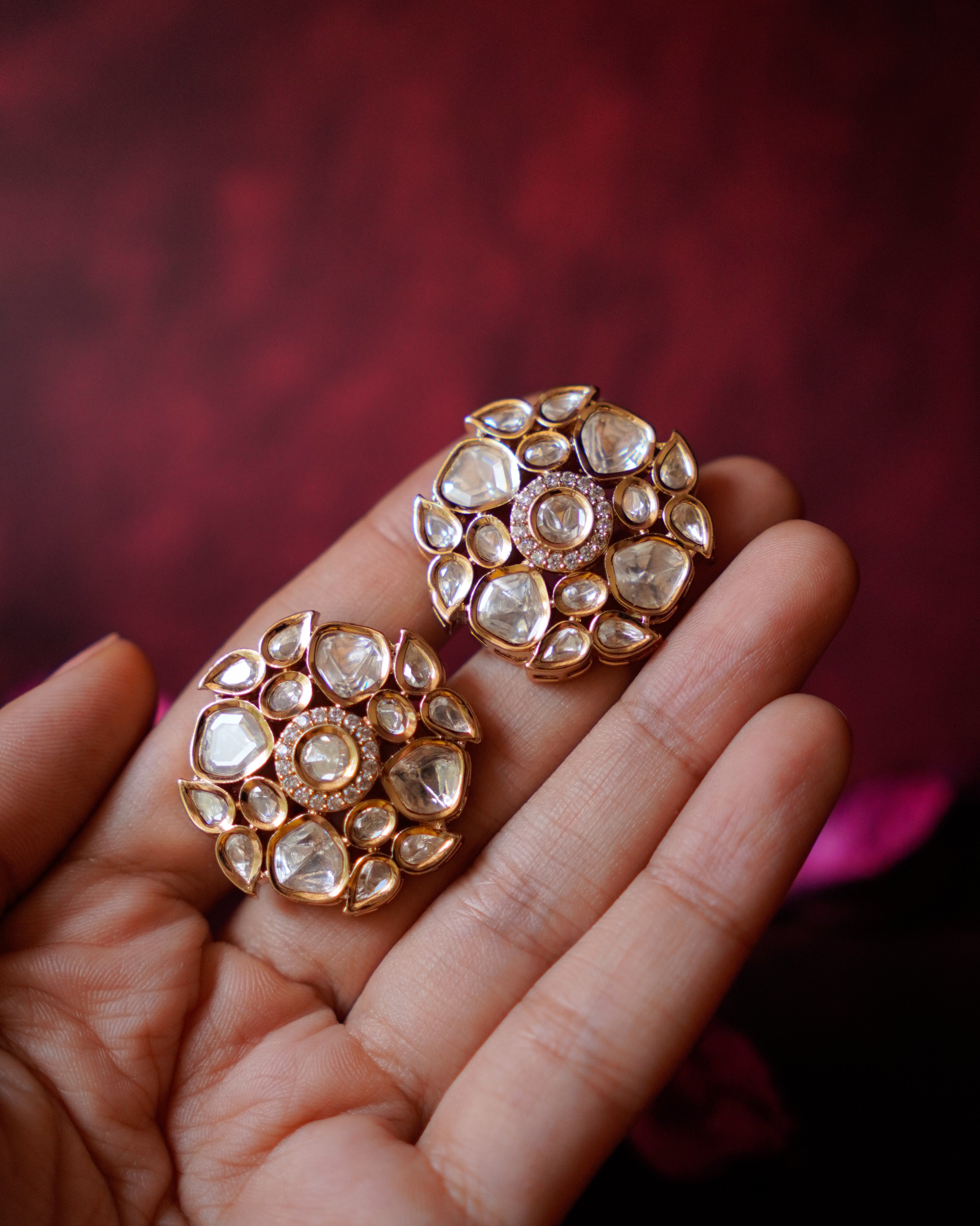 ROOP- Floral Gemstone Studs Earrings