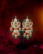 ROOP- Crescent Moon Gold & Emerald Chandbali Earrings