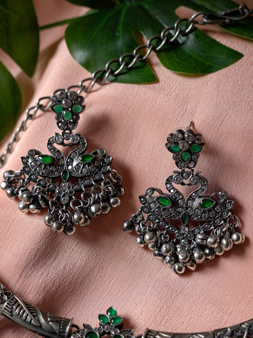 Anassa-Floral Peacock Folk Necklace Set