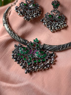 Anassa-Floral Peacock Folk Necklace Set