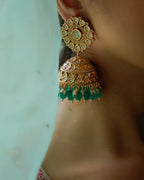 ROOP -Regal Gold & Emerald Jhumka Earrings