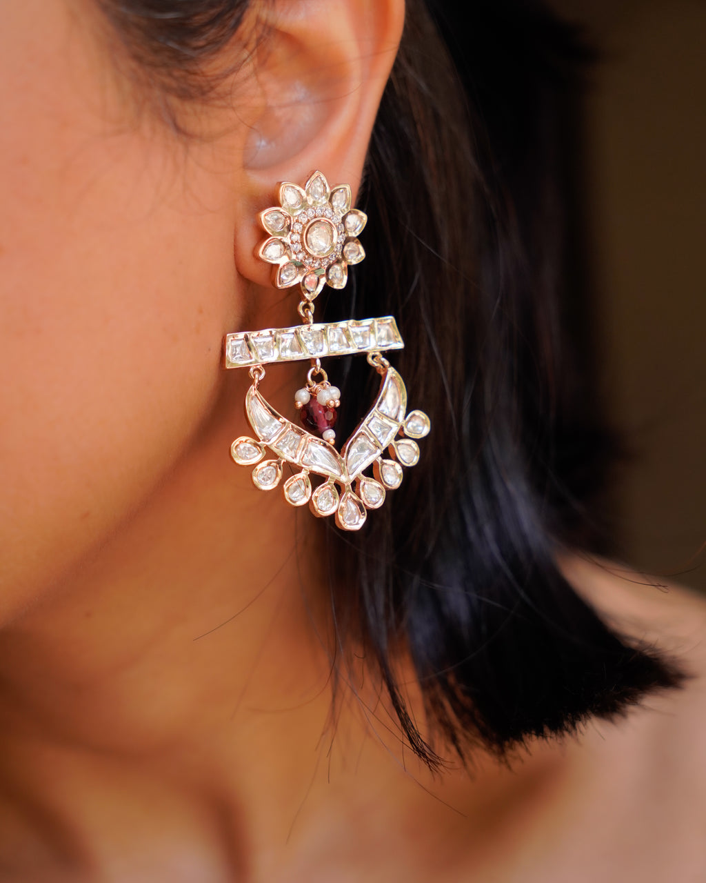 ROOP- Gold & Ruby Bridal Earrings