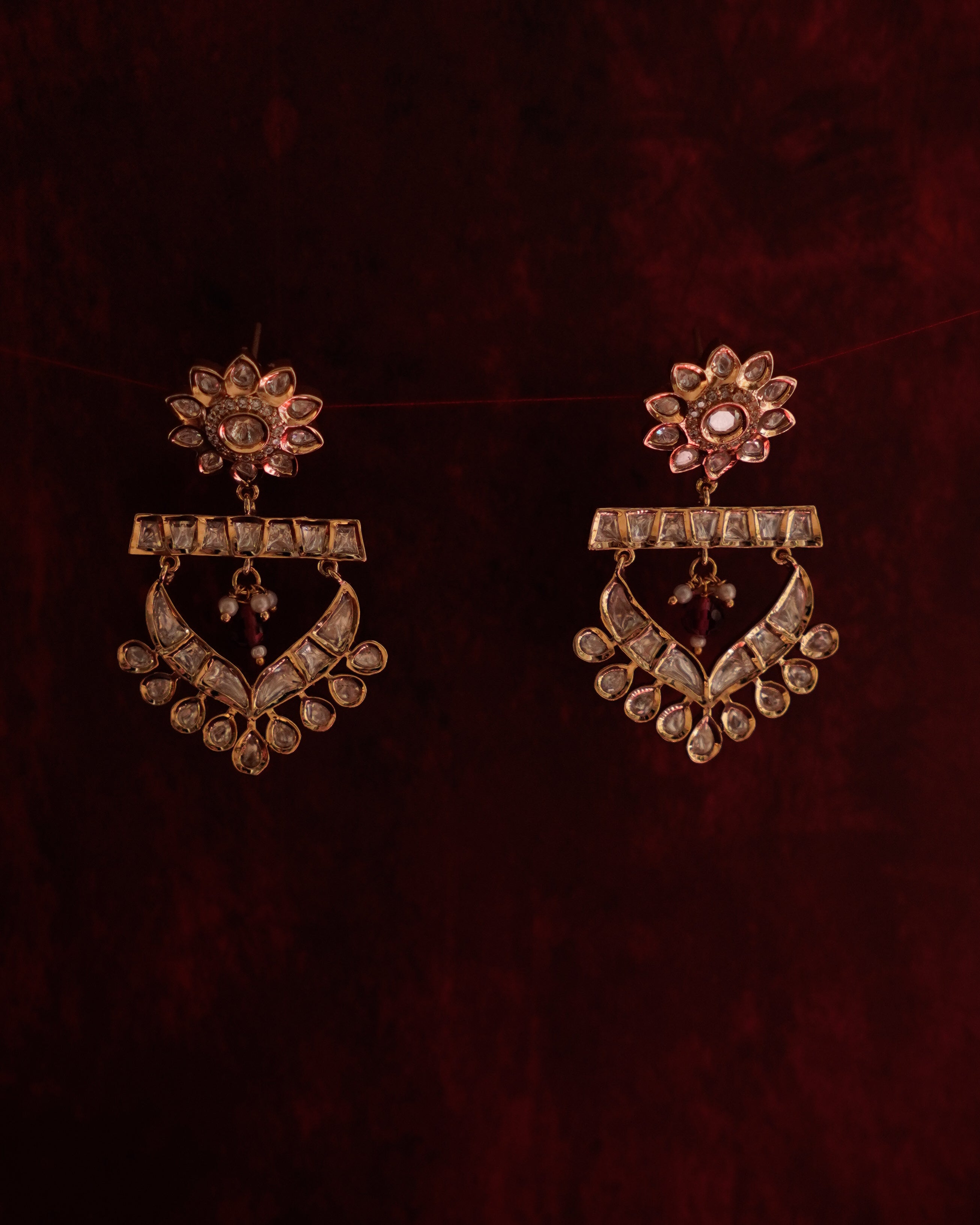 ROOP- Gold & Ruby Bridal Earrings