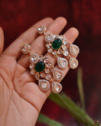 ROOP-Green Gemstone Timeless Drop Earrings