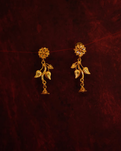 ORO-Royal Leaf Pattern Gold Necklace Set