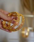 ORO-Flower Designed Gold Plated Bangles