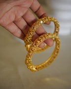 ORO-Flower Designed Gold Plated Bangles