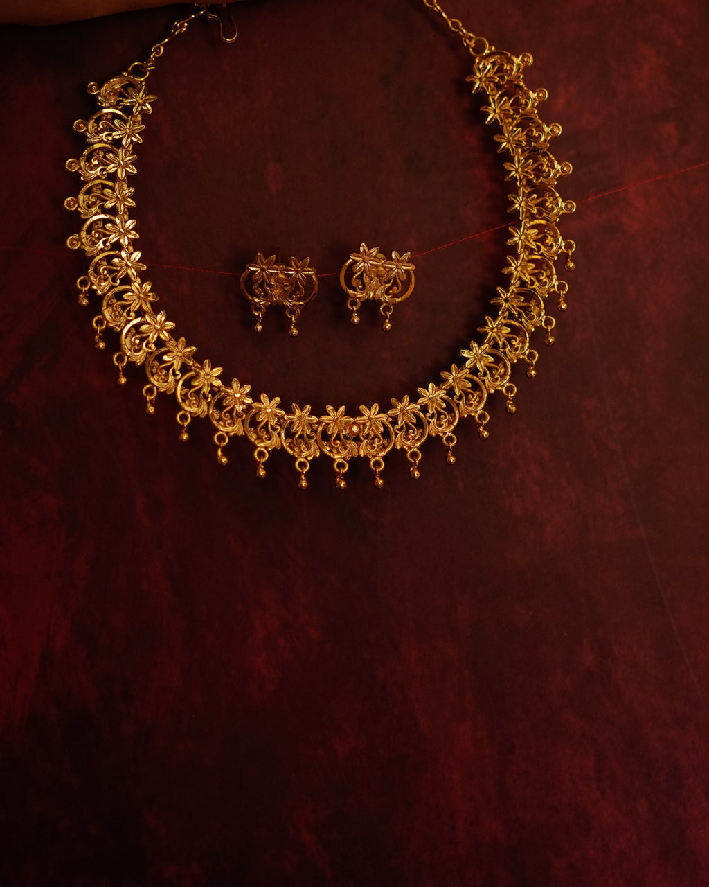ORO-Gold Necklace with Earrings