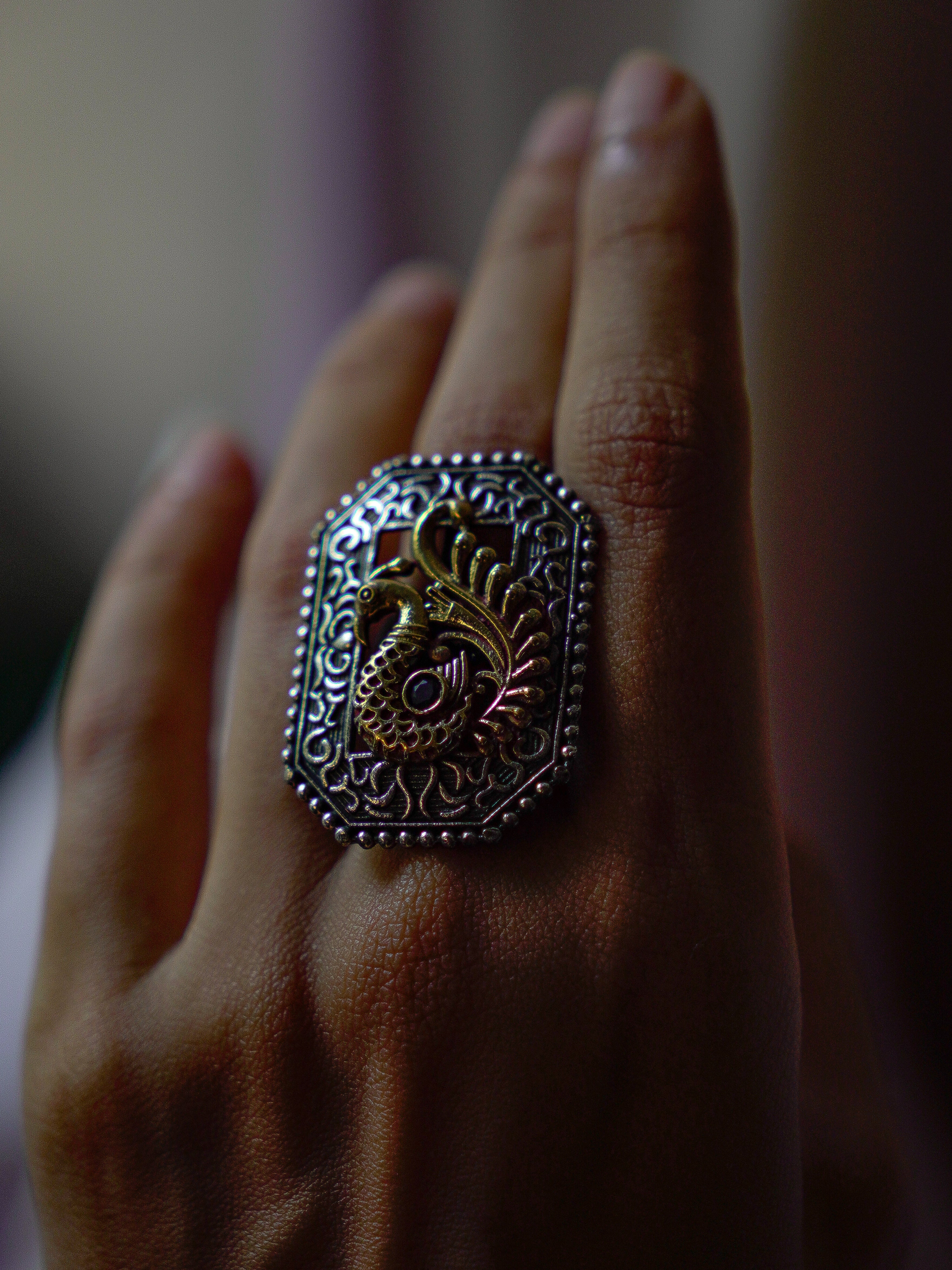 Anassa-Peacock Inspired Ring of Elegance