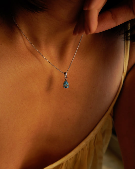 ARTEMIS-Ocean Blue Topaz Pendant In 925 Silver