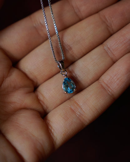 ARTEMIS-Ocean Blue Topaz Pendant In 925 Silver