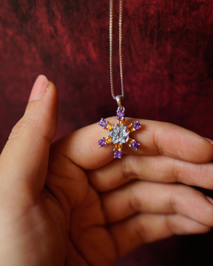 ARTEMIS- Multi Colored Flower Pendant In 925 Silver