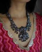 Anassa-Multi stone Goddess Laxmi Temple Necklace Set