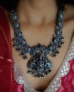 Anassa-Multi stone Goddess Laxmi Temple Necklace Set