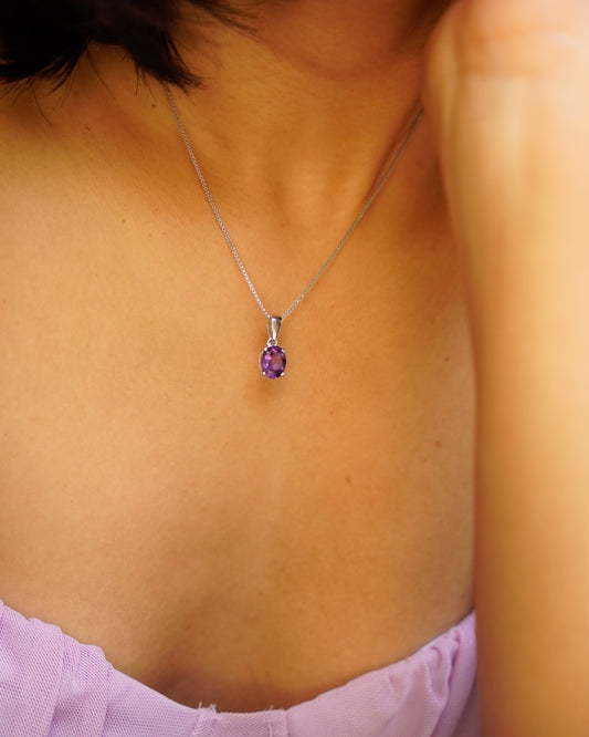 ARTEMIS- Purple Sunset Amethyst Pendant In 925 Silver
