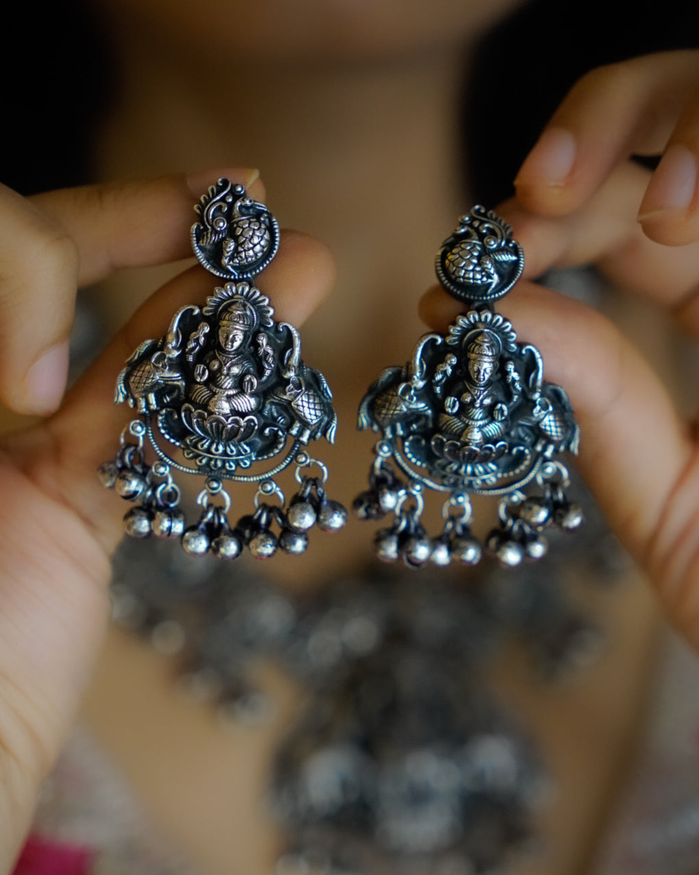 Anassa-Multi stone Goddess Laxmi Temple Necklace Set