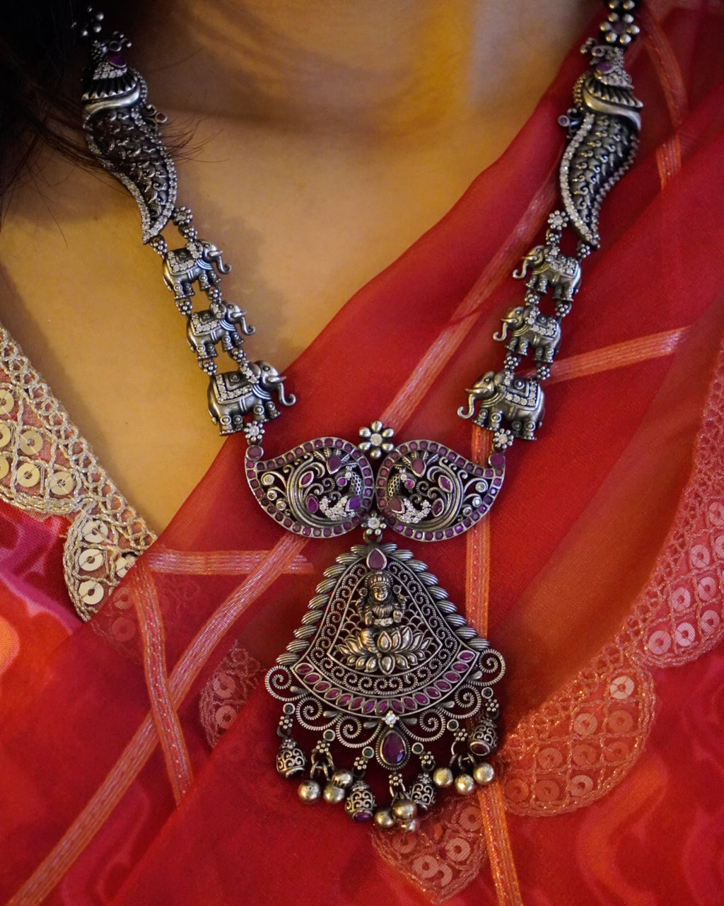Anassa- Rani colour Lotus Devi Long Necklace Set