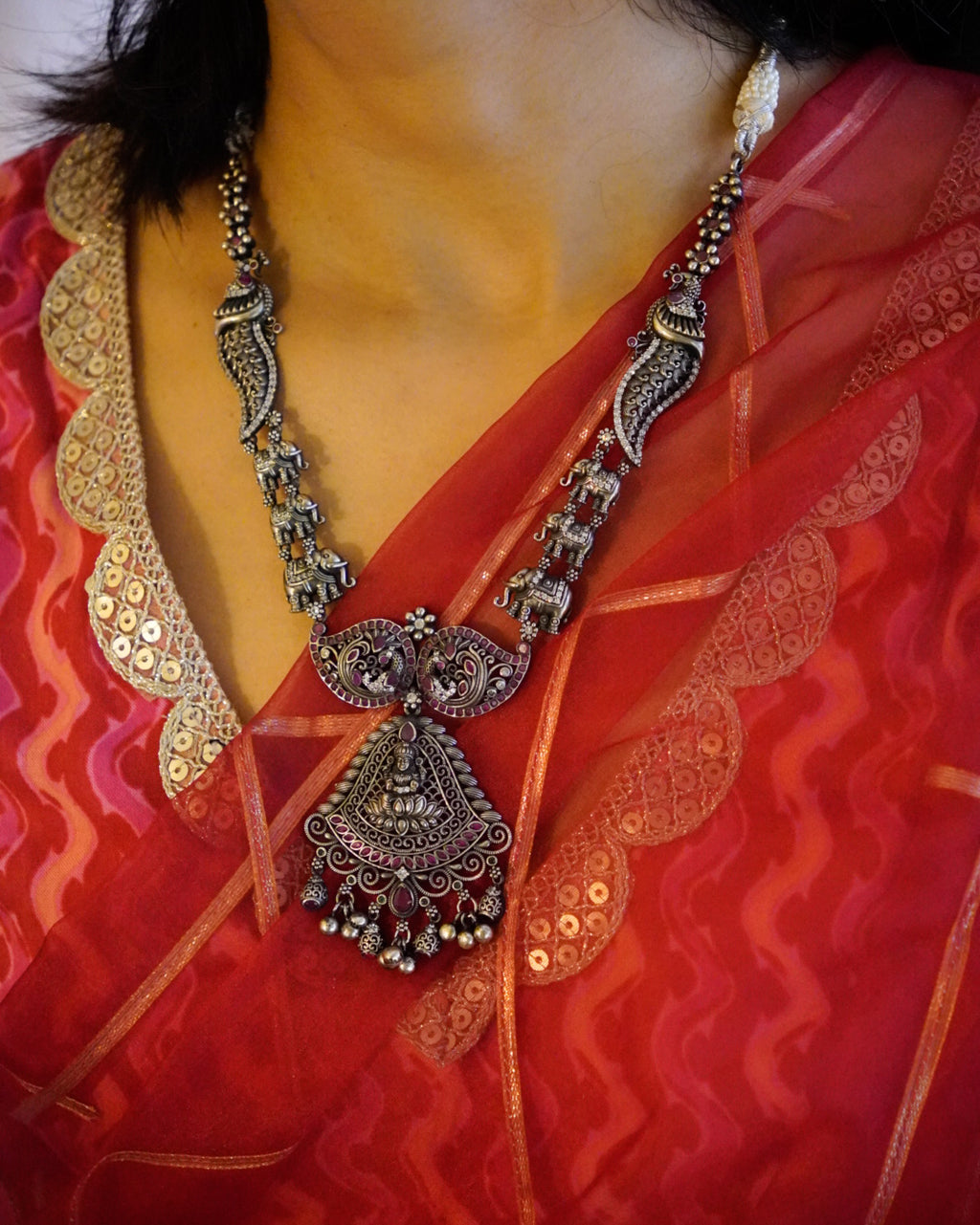 Anassa- Rani colour Lotus Devi Long Necklace Set