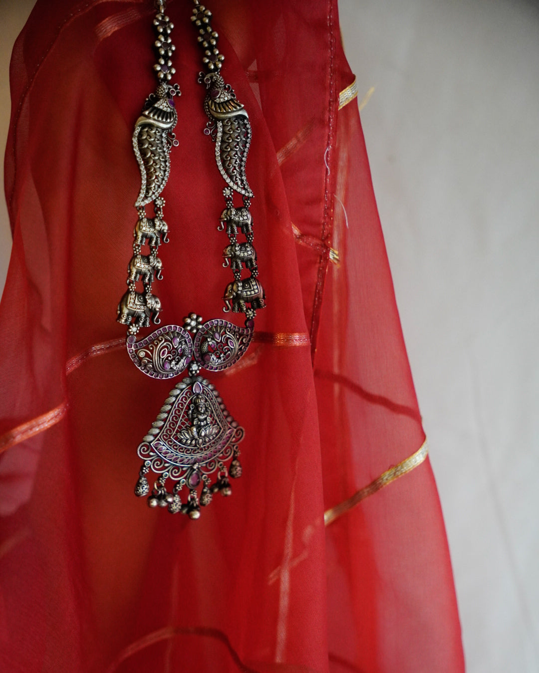 Anassa- Rani colour Lotus Devi Long Necklace Set