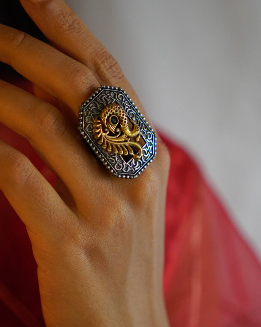 Anassa-Peacock Inspired Ring of Elegance