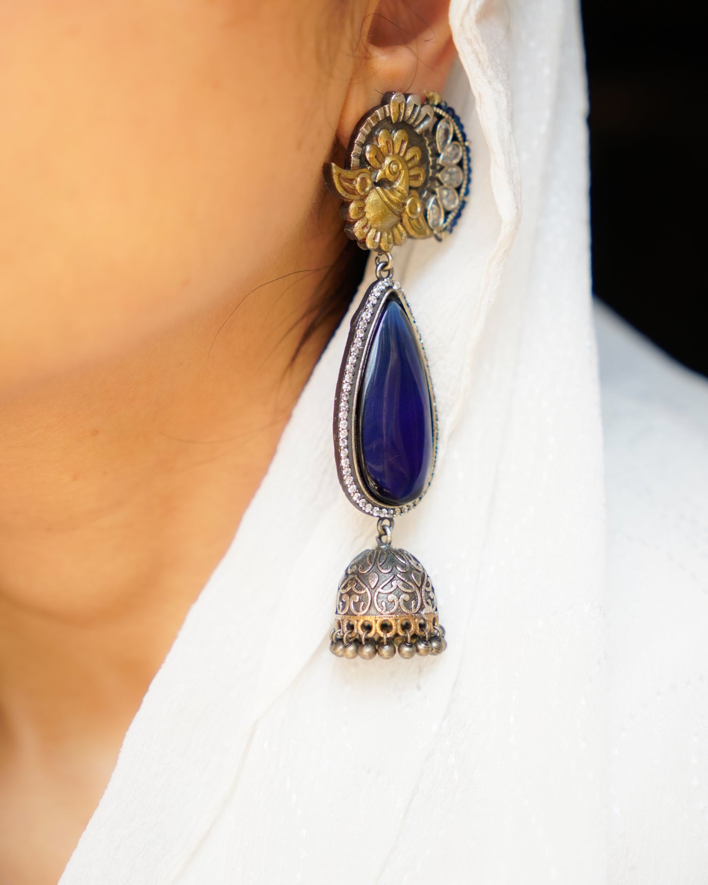 Anassa- Beautiful Coloured Stone Jhumka